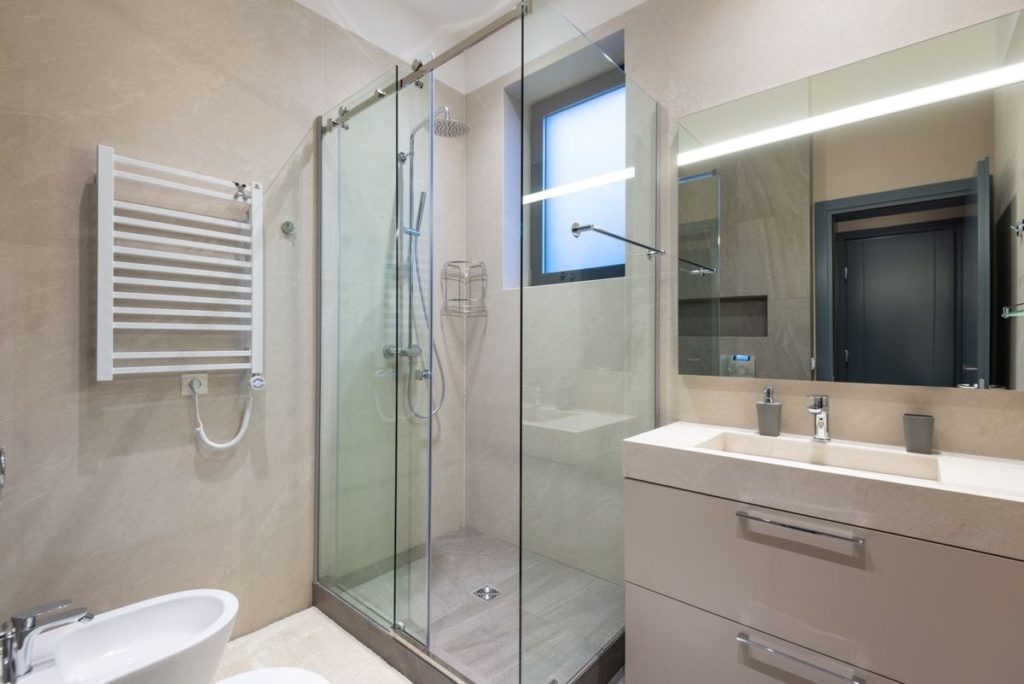 Modern bathroom with a glass shower