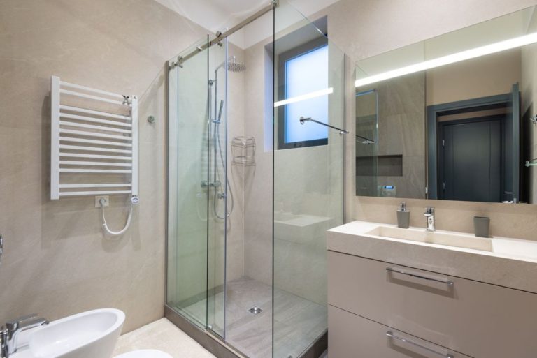 Modern bathroom with a glass shower